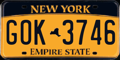 NY license plate GOK3746