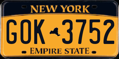 NY license plate GOK3752