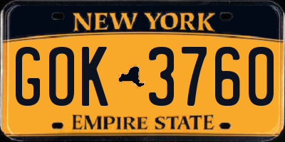 NY license plate GOK3760