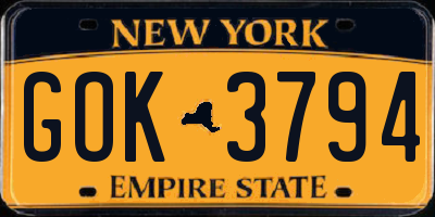 NY license plate GOK3794