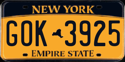 NY license plate GOK3925