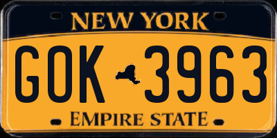 NY license plate GOK3963