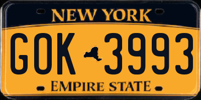 NY license plate GOK3993