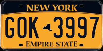 NY license plate GOK3997