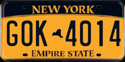 NY license plate GOK4014