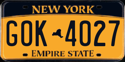NY license plate GOK4027