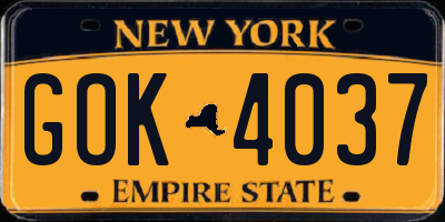 NY license plate GOK4037