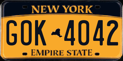 NY license plate GOK4042
