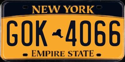 NY license plate GOK4066