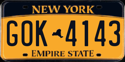 NY license plate GOK4143