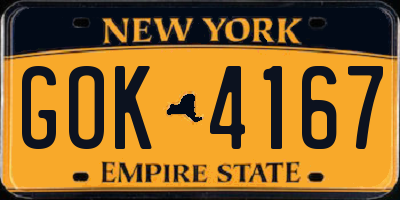 NY license plate GOK4167