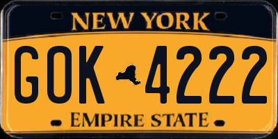 NY license plate GOK4222