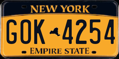 NY license plate GOK4254