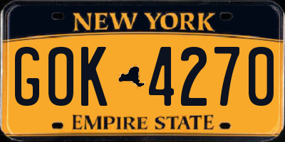 NY license plate GOK4270