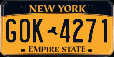 NY license plate GOK4271