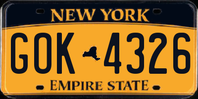 NY license plate GOK4326