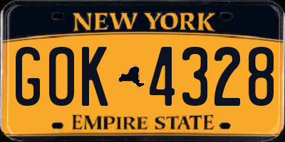 NY license plate GOK4328
