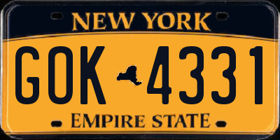 NY license plate GOK4331
