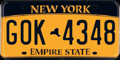 NY license plate GOK4348