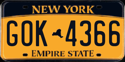 NY license plate GOK4366