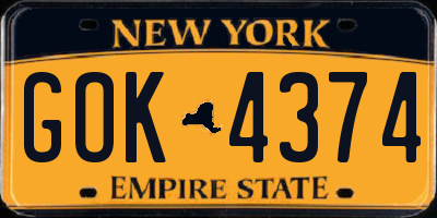 NY license plate GOK4374