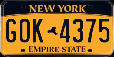 NY license plate GOK4375