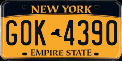 NY license plate GOK4390