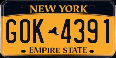 NY license plate GOK4391