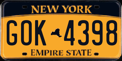 NY license plate GOK4398