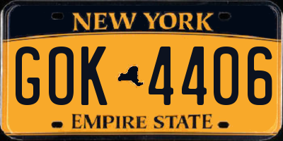 NY license plate GOK4406