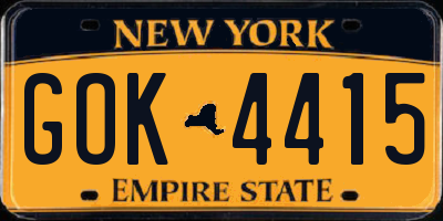 NY license plate GOK4415