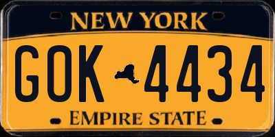 NY license plate GOK4434