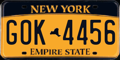 NY license plate GOK4456