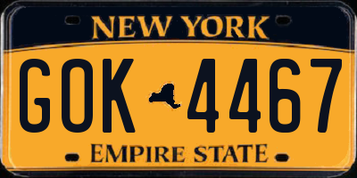 NY license plate GOK4467