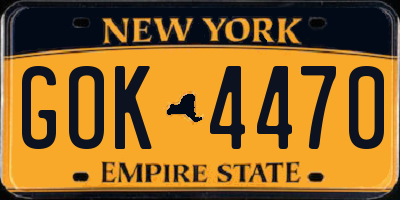 NY license plate GOK4470