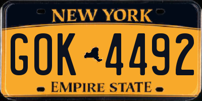 NY license plate GOK4492