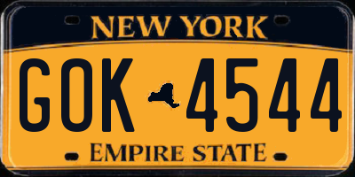 NY license plate GOK4544