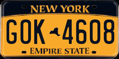 NY license plate GOK4608