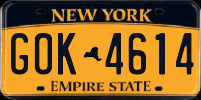NY license plate GOK4614