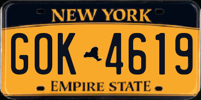 NY license plate GOK4619