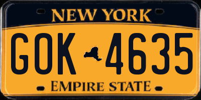 NY license plate GOK4635