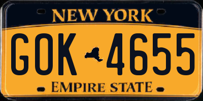 NY license plate GOK4655