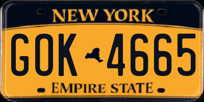 NY license plate GOK4665