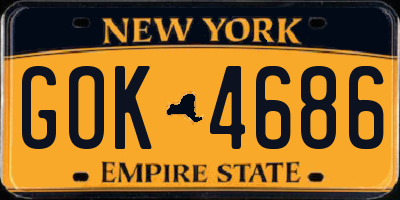 NY license plate GOK4686