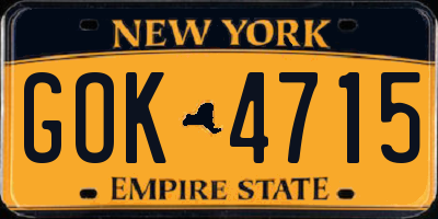 NY license plate GOK4715