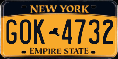 NY license plate GOK4732