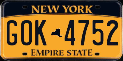 NY license plate GOK4752