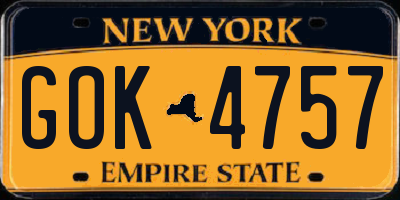 NY license plate GOK4757