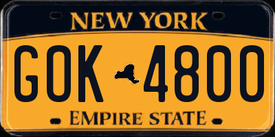 NY license plate GOK4800