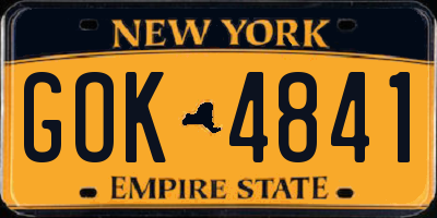 NY license plate GOK4841